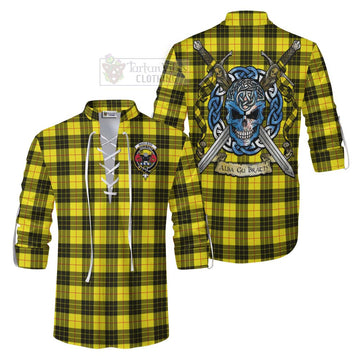 MacLeod (McLeod) Tartan Ghillie Kilt Shirt with Family Crest Celtic Skull Style