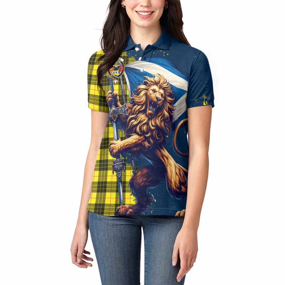 Tartan Vibes Clothing MacLeod (McLeod) Tartan Family Crest Women's Polo Shirt with Scottish Majestic Lion