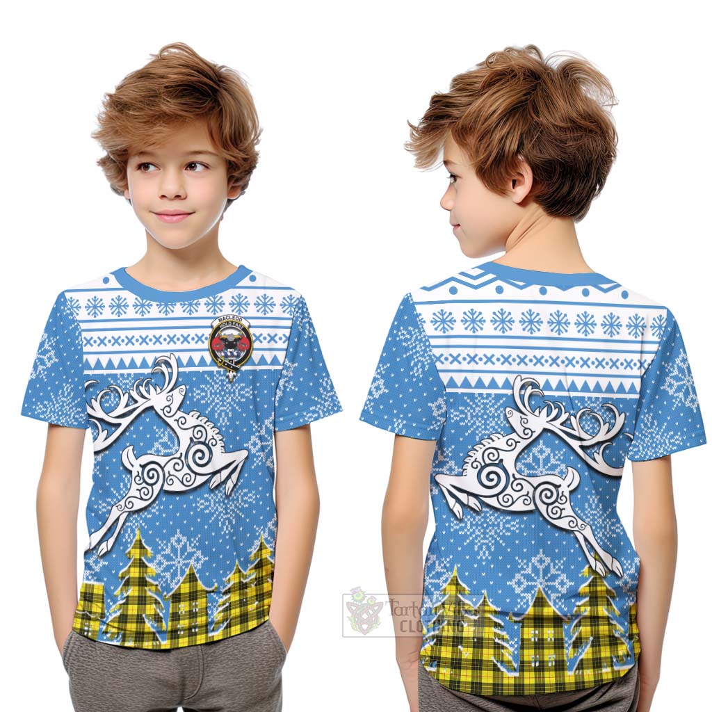 Tartan Vibes Clothing MacLeod (McLeod) Clan Christmas Kid T-Shirt Celtic Reindeer Style