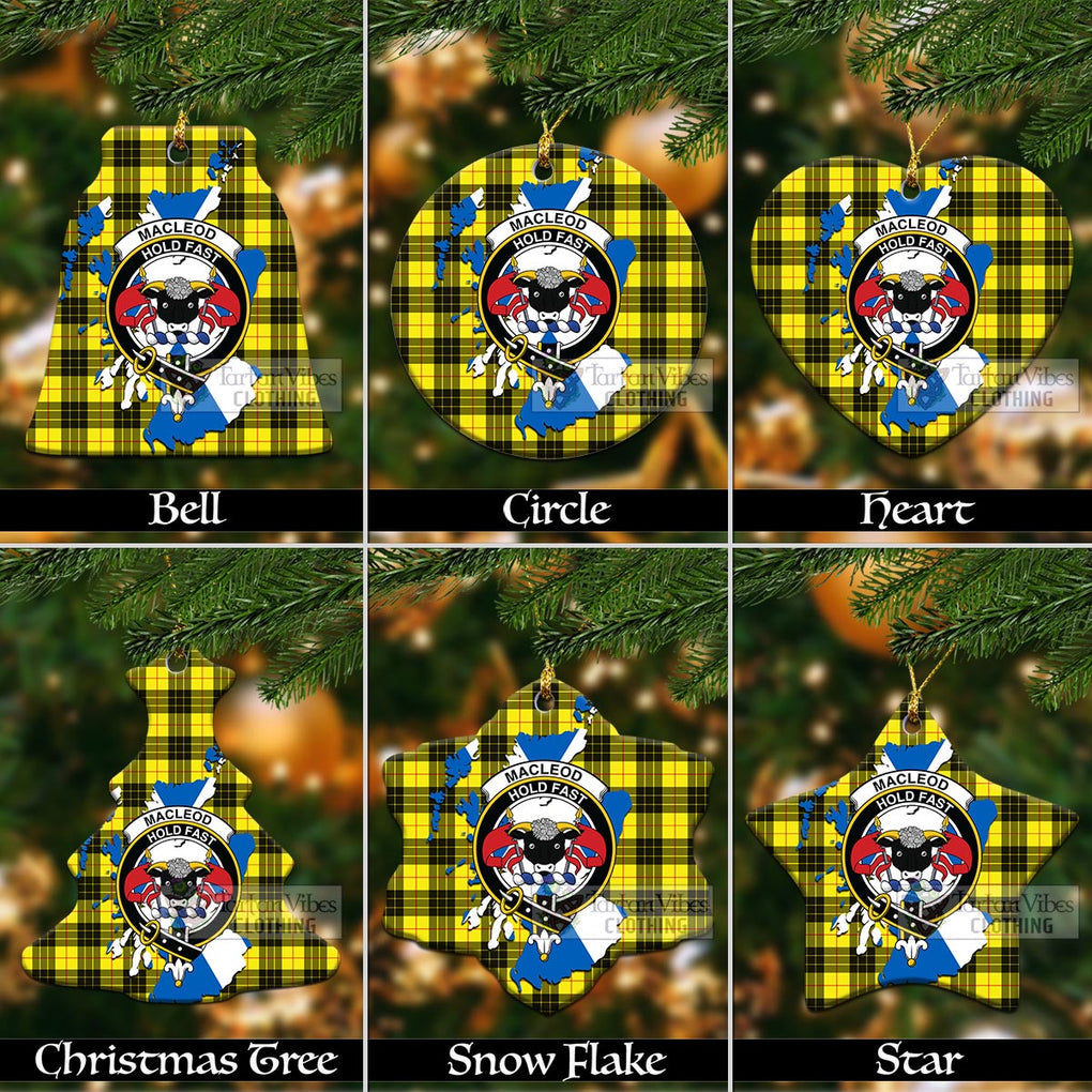 Tartan Vibes Clothing MacLeod (McLeod) Tartan Christmas Ornament with Family Crest and Scotland Map