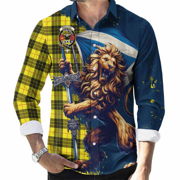 MacLeod (McLeod) Tartan Family Crest Long Sleeve Button Shirt with Scottish Majestic Lion