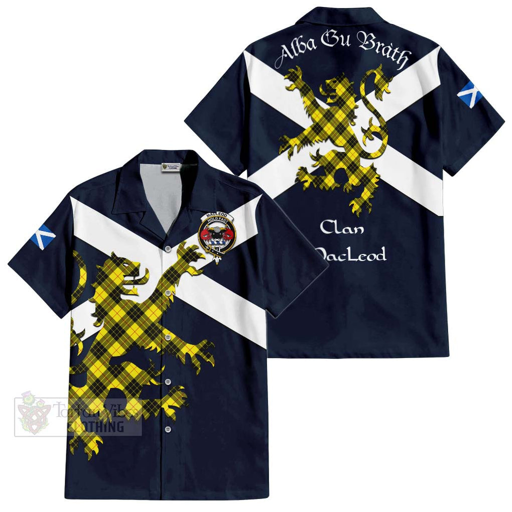 Tartan Vibes Clothing MacLeod (McLeod) Tartan Lion Rampant Short Sleeve Button Shirt – Proudly Display Your Heritage with Alba Gu Brath and Clan Name