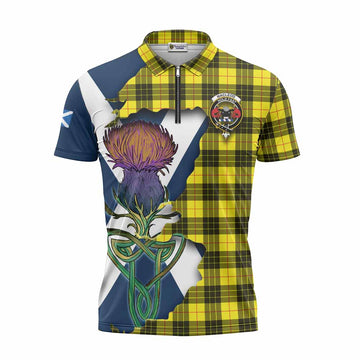 MacLeod (McLeod) Tartan Family Crest Zipper Polo Shirt Scottish Thistle Celtic Inspired Unisex - Tartan Vibes Clothing