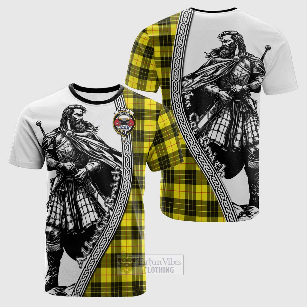 Tartan Vibes Clothing MacLeod (McLeod) Tartan Clan Crest Cotton T-shirt with Highlander Warrior Celtic Style