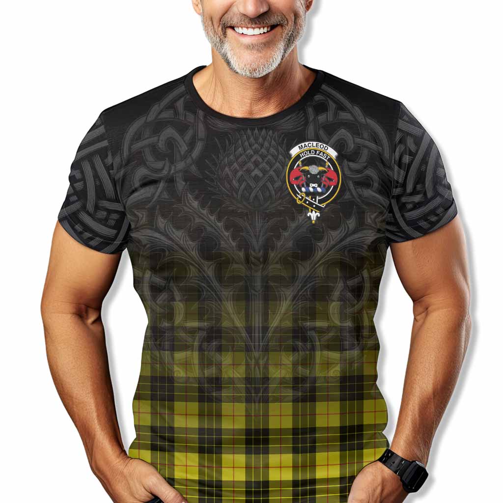 Tartan Vibes Clothing MacLeod (McLeod) Tartan T-Shirt with Family Crest Celtic Thistle Vibes