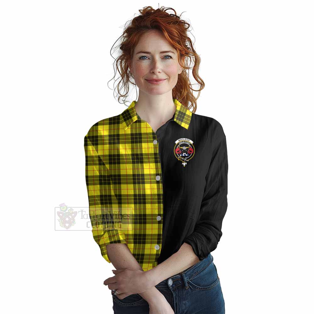 Tartan Vibes Clothing MacLeod (McLeod) Tartan Women's Casual Shirt with Family Crest and Half Of Me Style