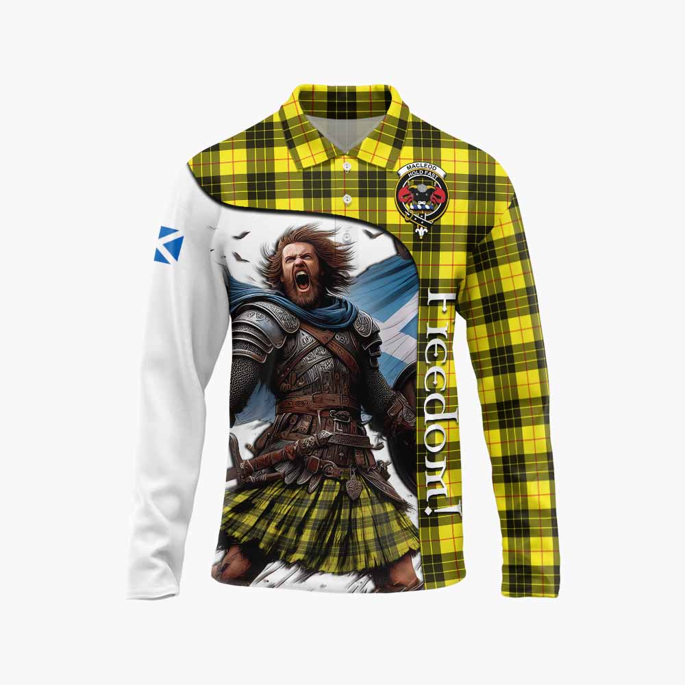 Tartan Vibes Clothing MacLeod (McLeod) Crest Tartan Long Sleeve Polo Shirt Inspired by the Freedom of Scottish Warrior