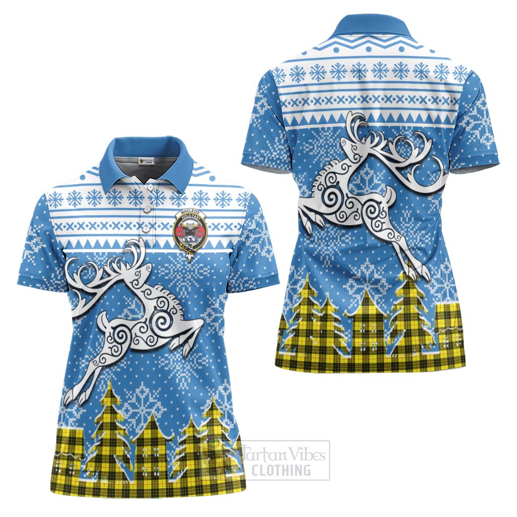 MacLeod (McLeod) Clan Christmas Women's Polo Shirt Celtic Reindeer Style Women - Tartan Vibes Clothing