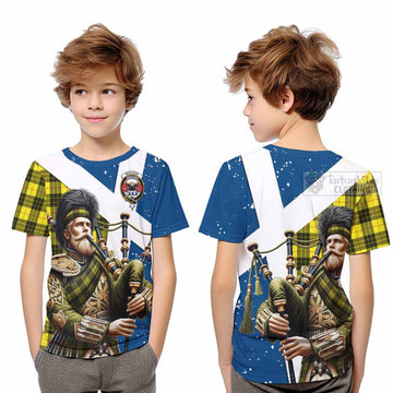 MacLeod (McLeod) Tartan Kid T-Shirt with Family Crest Scottish Bagpiper Vibes