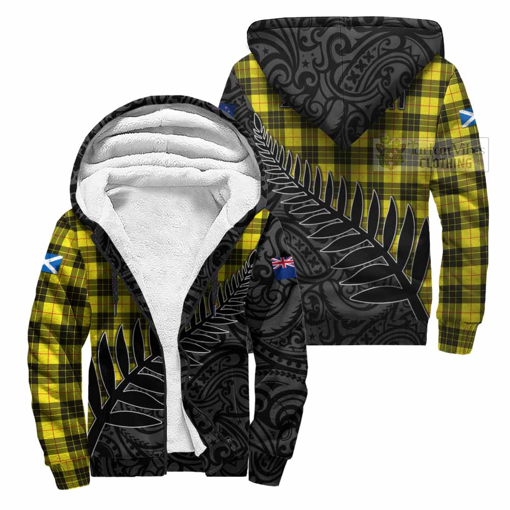 Tartan Vibes Clothing MacLeod (McLeod) Crest Tartan Sherpa Hoodie with New Zealand Silver Fern Half Style