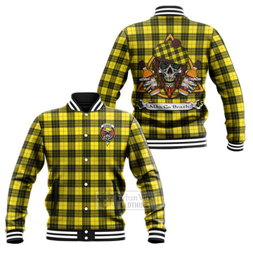 MacLeod (McLeod) Tartan Baseball Jacket with Family Crest and Bearded Skull Holding Bottles of Whiskey