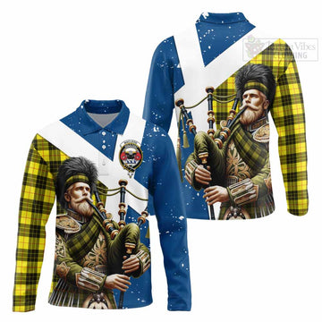 MacLeod (McLeod) Tartan Long Sleeve Polo Shirt with Family Crest Scottish Bagpiper Vibes