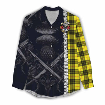 MacLeod (McLeod) Tartan Women's Casual Shirt with Family Crest Cross Sword Thistle Celtic Vibes Female - Tartan Vibes Clothing