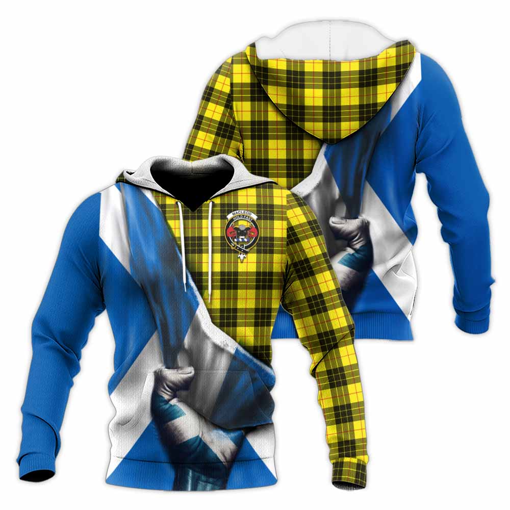 Tartan Vibes Clothing MacLeod (McLeod) Tartan Knitted Hoodie with Family Crest Scotland Patriotic Style