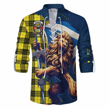 MacLeod (McLeod) Tartan Family Crest Ghillie Kilt Shirt with Scottish Majestic Lion