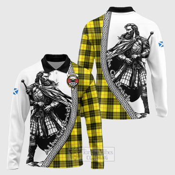 MacLeod (McLeod) Tartan Clan Crest Long Sleeve Polo Shirt with Highlander Warrior Celtic Style