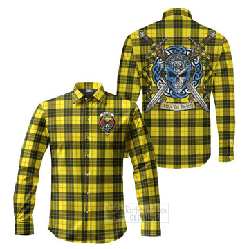 MacLeod (McLeod) Tartan Long Sleeve Button Shirt with Family Crest Celtic Skull Style