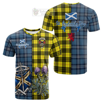 MacLeod (McLeod) Tartan Cotton T-shirt Happy St. Andrew's Day Half Tartan Style