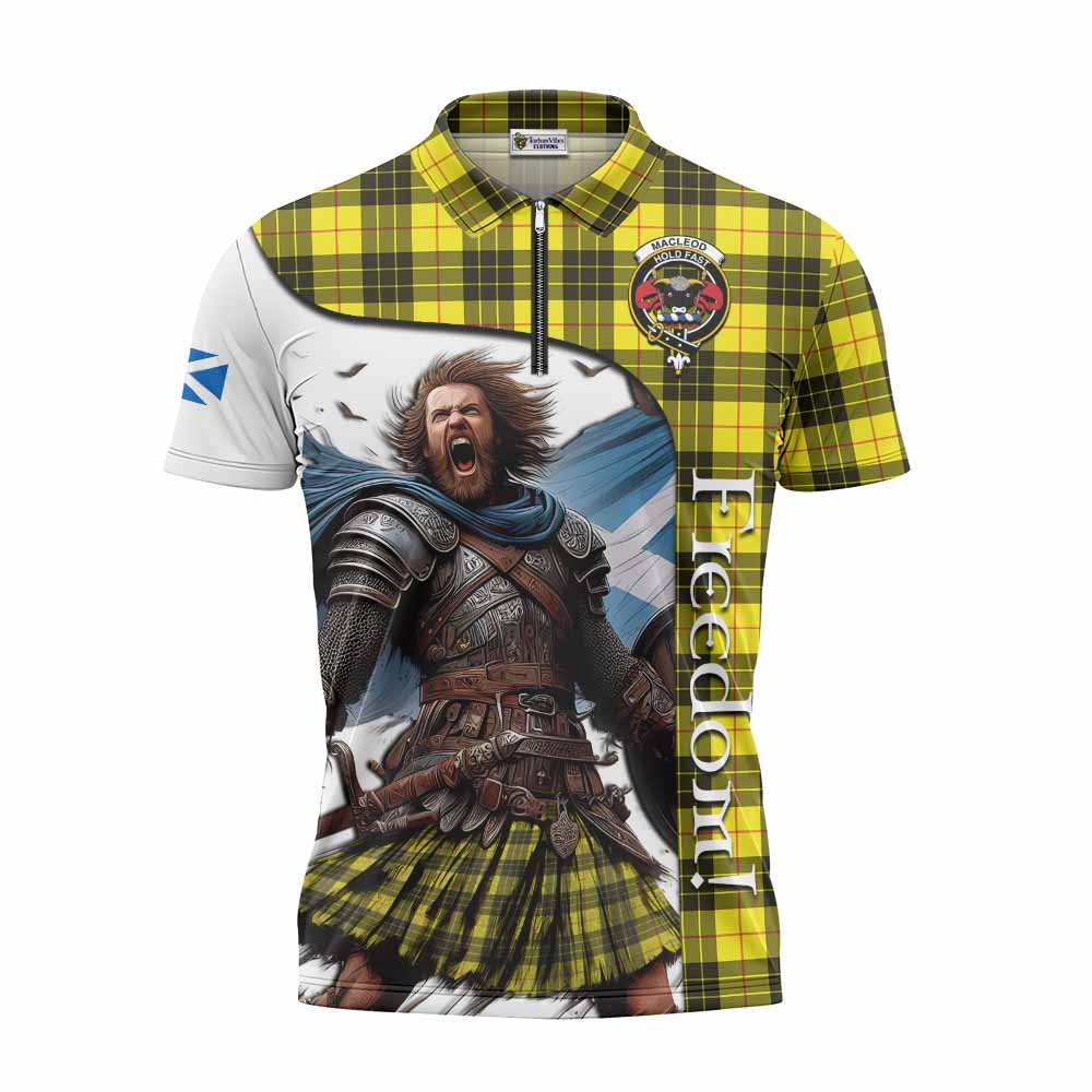 Tartan Vibes Clothing MacLeod (McLeod) Crest Tartan Zipper Polo Shirt Inspired by the Freedom of Scottish Warrior