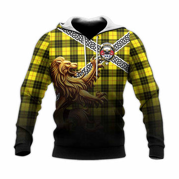 MacLeod (McLeod) Crest Tartan Knitted Hoodie with Golden Lion Emblem Celtic Style Unisex Knitted Pullover Hoodie - Tartan Vibes Clothing