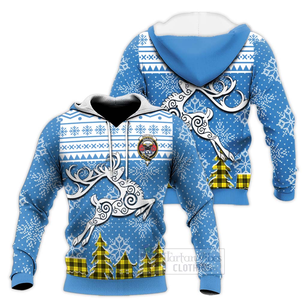 Tartan Vibes Clothing MacLeod (McLeod) Clan Christmas Knitted Hoodie Celtic Reindeer Style