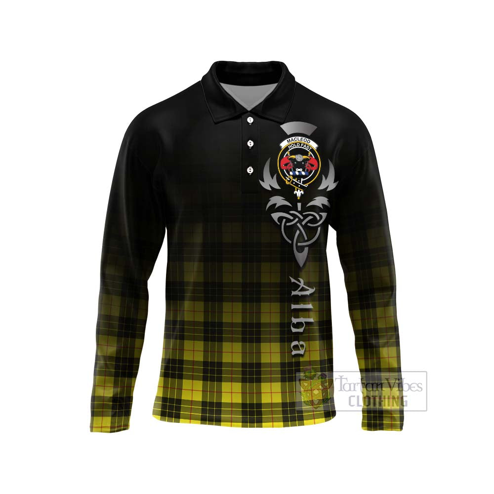 Tartan Vibes Clothing MacLeod (McLeod) Tartan Long Sleeve Polo Shirt Featuring Alba Gu Brath Family Crest Celtic Inspired