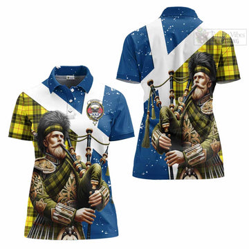 MacLeod (McLeod) Tartan Women's Polo Shirt with Family Crest Scottish Bagpiper Vibes