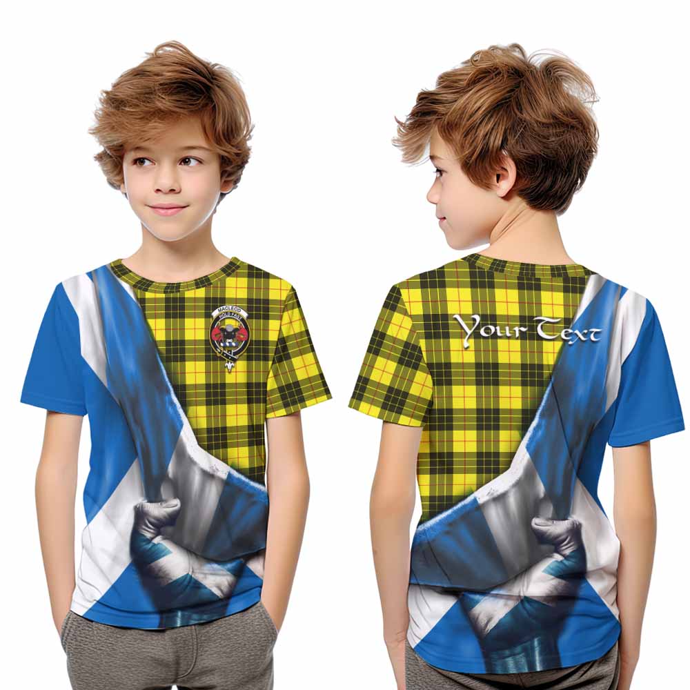 Tartan Vibes Clothing MacLeod (McLeod) Tartan Kid T-Shirt with Family Crest Scotland Patriotic Style