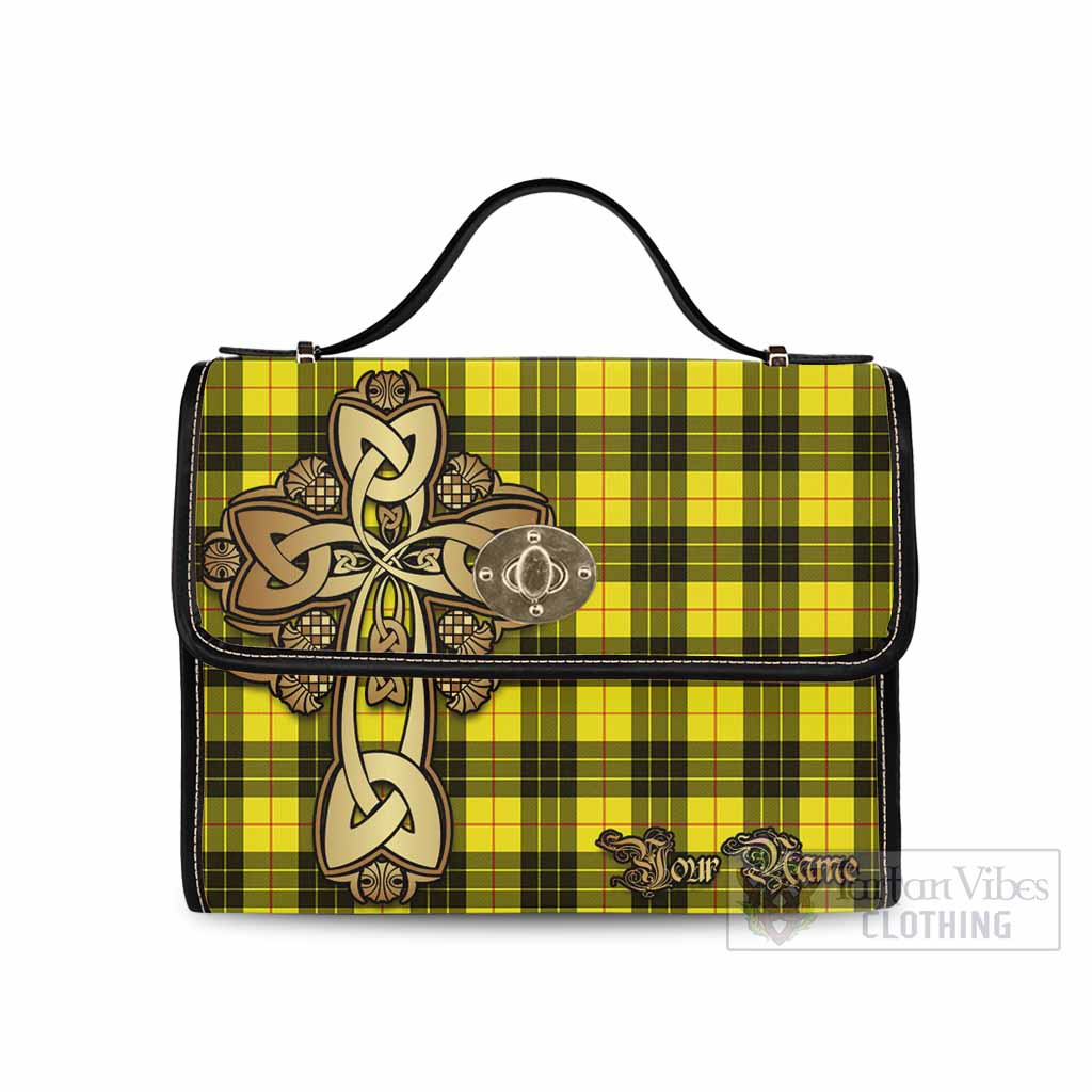 Tartan Vibes Clothing MacLeod (McLeod) Tartan Waterproof Canvas Bag Golden Thistle Celtic Cross Style