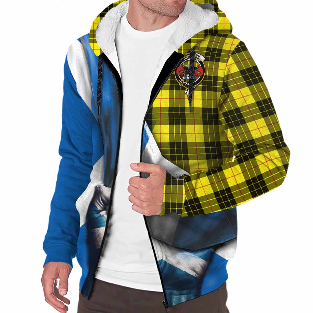 Tartan Vibes Clothing MacLeod (McLeod) Tartan Sherpa Hoodie with Family Crest Scotland Patriotic Style