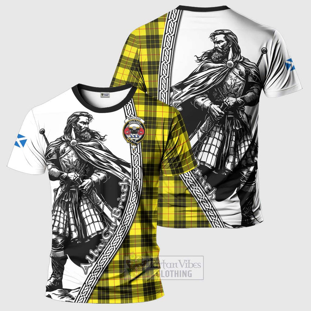 Tartan Vibes Clothing MacLeod (McLeod) Tartan Clan Crest T-Shirt with Highlander Warrior Celtic Style