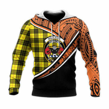 MacLeod (McLeod) Crest Tartan Knitted Hoodie with Polynesian Vibes Style - Orange Version