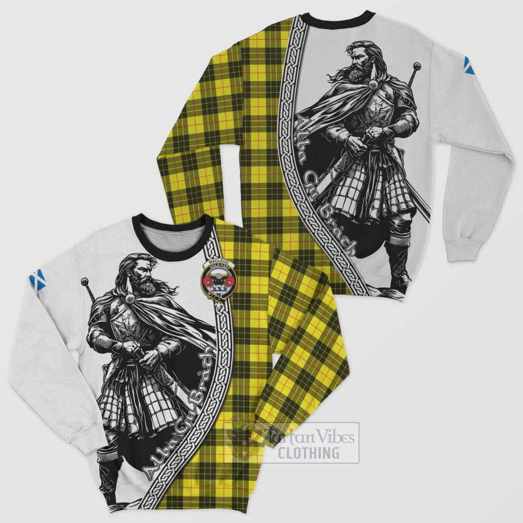 Tartan Vibes Clothing MacLeod (McLeod) Tartan Clan Crest Sweatshirt with Highlander Warrior Celtic Style