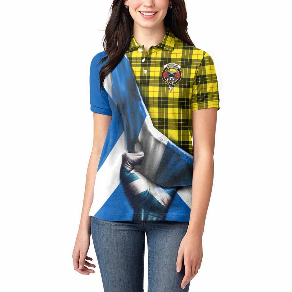 Tartan Vibes Clothing MacLeod (McLeod) Tartan Women's Polo Shirt with Family Crest Scotland Patriotic Style