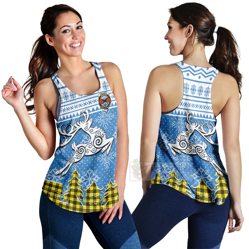 Tartan Vibes Clothing MacLeod (McLeod) Clan Christmas Women's Racerback Tanks Celtic Reindeer Style