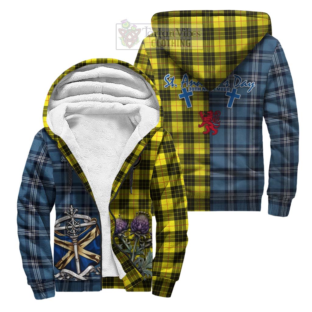 Tartan Vibes Clothing MacLeod (McLeod) Tartan Sherpa Hoodie Happy St. Andrew's Day Half Tartan Style