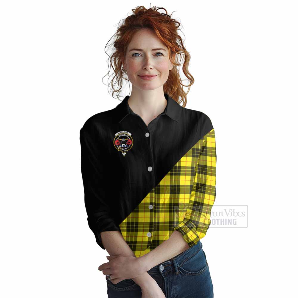 Tartan Vibes Clothing MacLeod (McLeod) Tartan Women's Casual Shirt with Family Crest and Military Logo Style