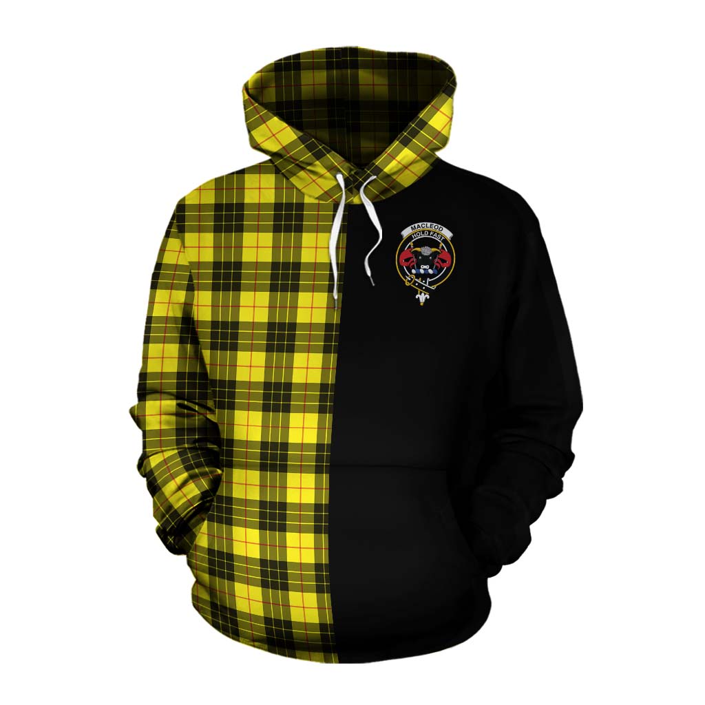 Tartan Vibes Clothing MacLeod (McLeod) Tartan Cotton Hoodie with Family Crest and Half Of Me Style