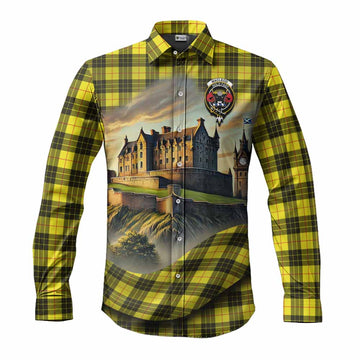 MacLeod (McLeod) Tartan Family Crest Long Sleeve Button Shirt with Scottish Ancient Castle Style Men's Shirt S - Tartan Vibes Clothing