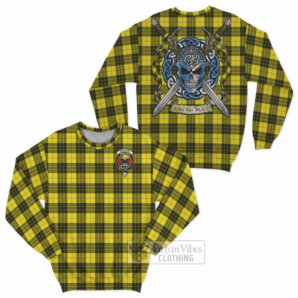 Tartan Vibes Clothing MacLeod (McLeod) Tartan Sweatshirt with Family Crest Celtic Skull Style