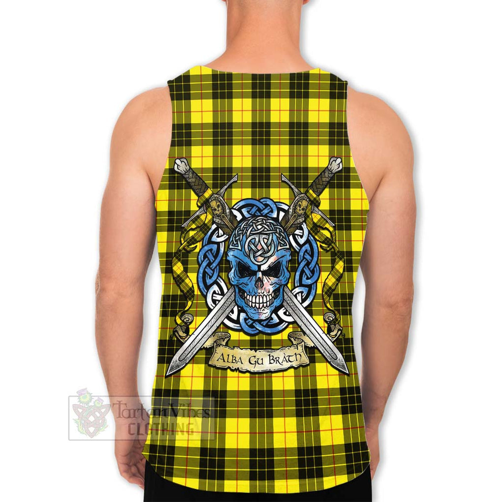 Tartan Vibes Clothing MacLeod (McLeod) Tartan Men's Tank Top with Family Crest Celtic Skull Style