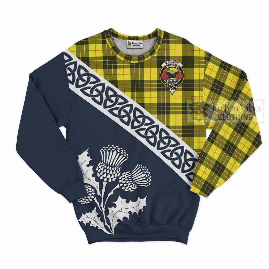 Tartan Vibes Clothing MacLeod (McLeod) Tartan Sweatshirt Featuring Thistle and Scotland Map