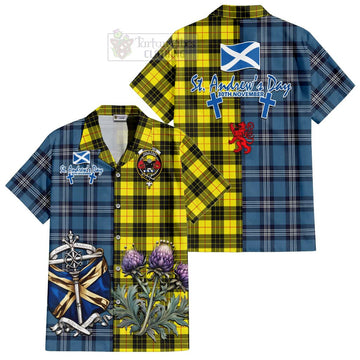 MacLeod (McLeod) Tartan Short Sleeve Button Shirt Happy St. Andrew's Day Half Tartan Style