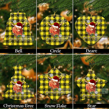 MacLeod (McLeod) Clan Tartan Ornament with Christmas Twinkle Highland Cattle