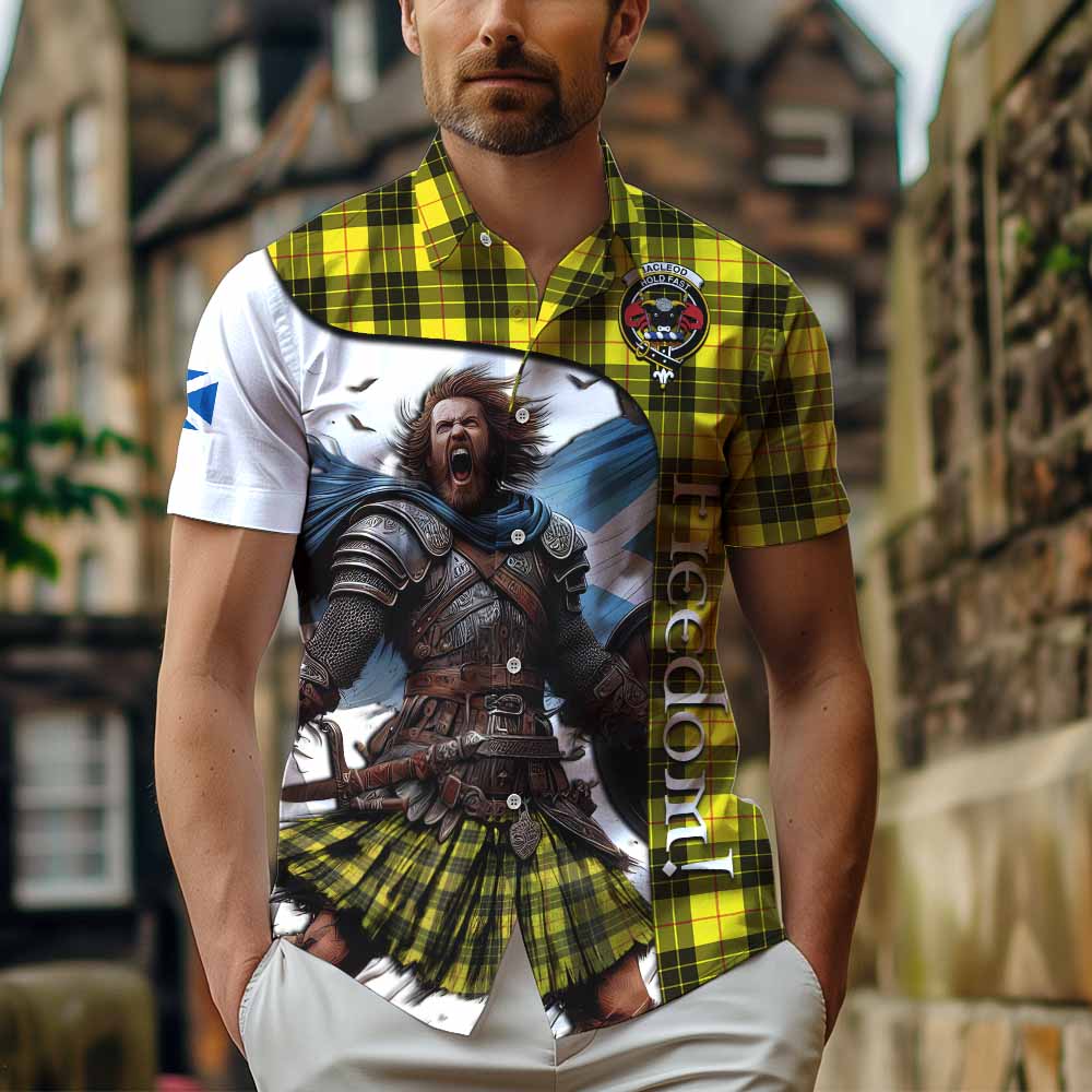 Tartan Vibes Clothing MacLeod (McLeod) Crest Tartan Short Sleeve Button Shirt Inspired by the Freedom of Scottish Warrior