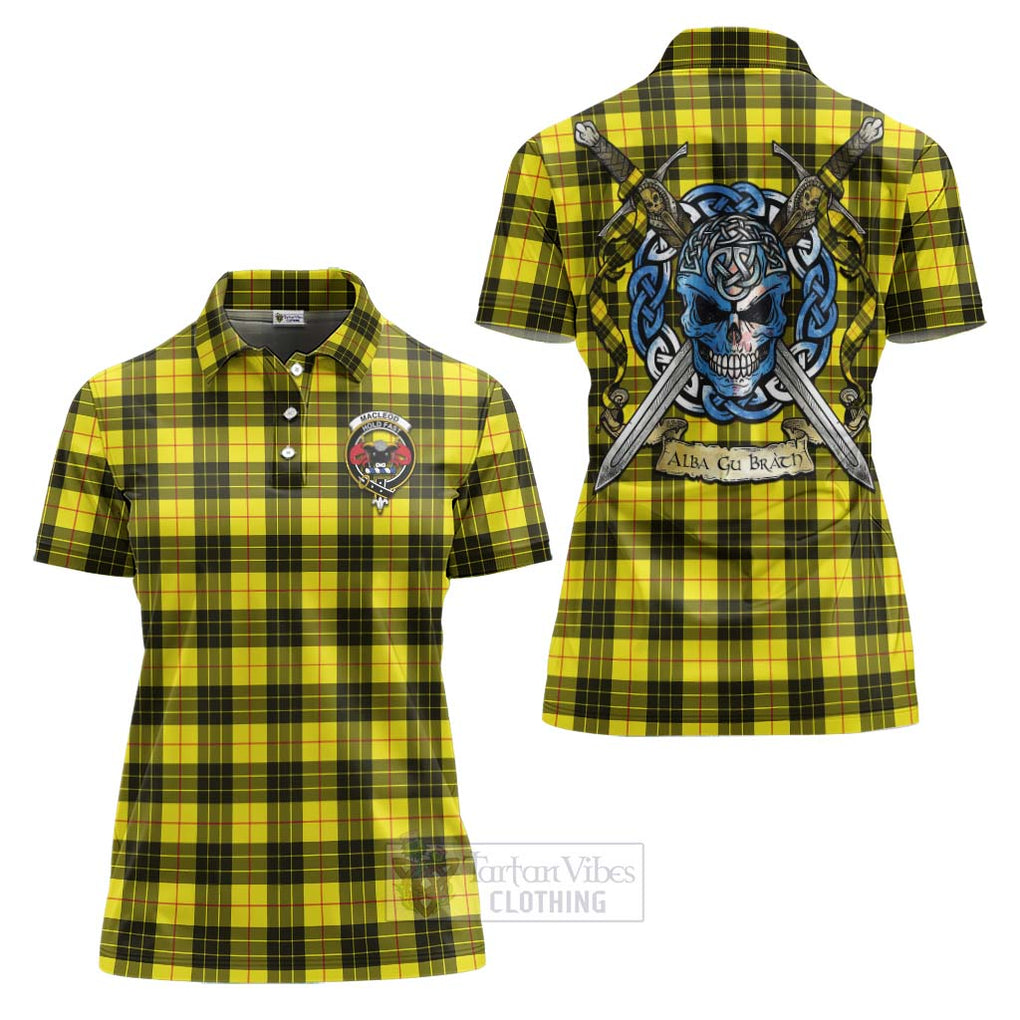 Tartan Vibes Clothing MacLeod (McLeod) Tartan Women's Polo Shirt with Family Crest Celtic Skull Style