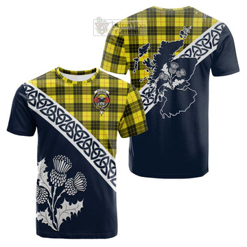 MacLeod (McLeod) Tartan Cotton T-shirt Featuring Thistle and Scotland Map