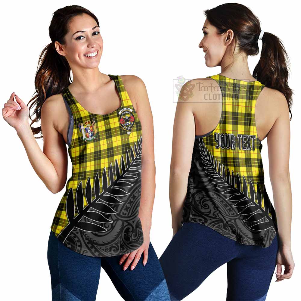 Tartan Vibes Clothing MacLeod (McLeod) Crest Tartan Women's Racerback Tanks with New Zealand Silver Fern Half Style