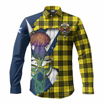 MacLeod (McLeod) Tartan Family Crest Long Sleeve Button Shirt Scottish Thistle Celtic Inspired Men's Shirt S - Tartan Vibes Clothing