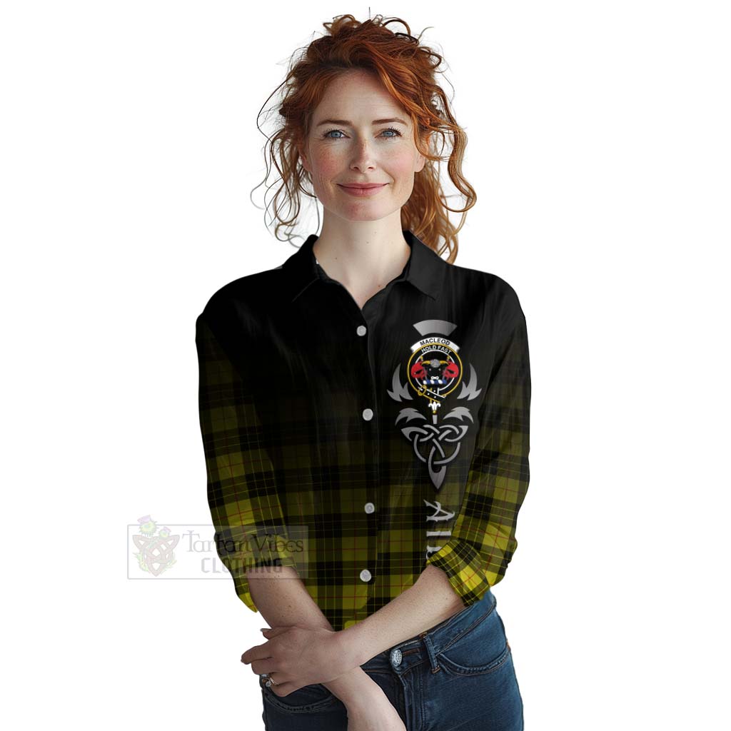 Tartan Vibes Clothing MacLeod (McLeod) Tartan Women's Casual Shirt Featuring Alba Gu Brath Family Crest Celtic Inspired